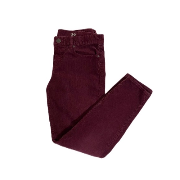 J. Crew Pants - J Crew Burgundy Corduroy Toothpick Ankle Pants